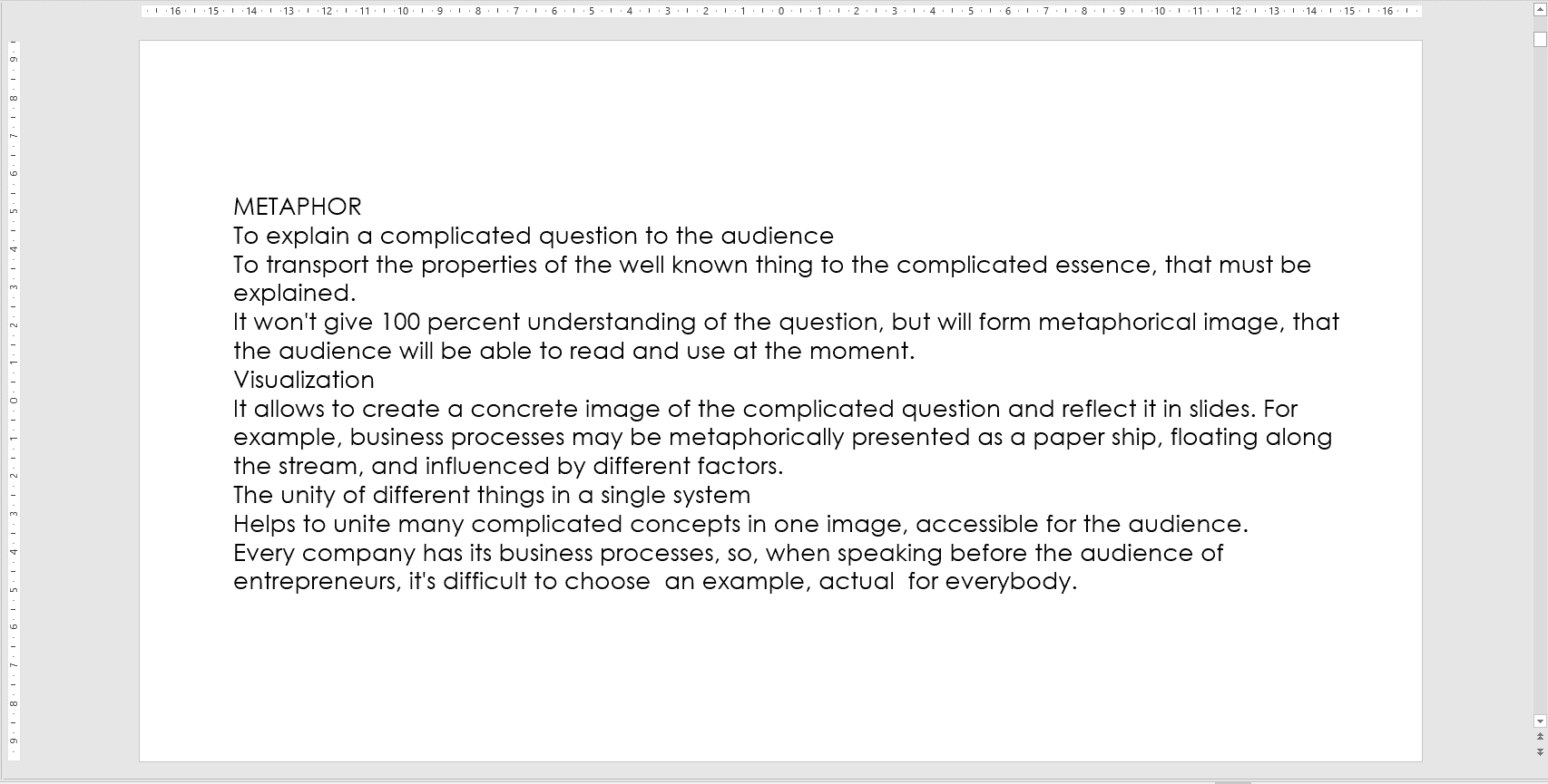 example of a bad slide with a lot of text