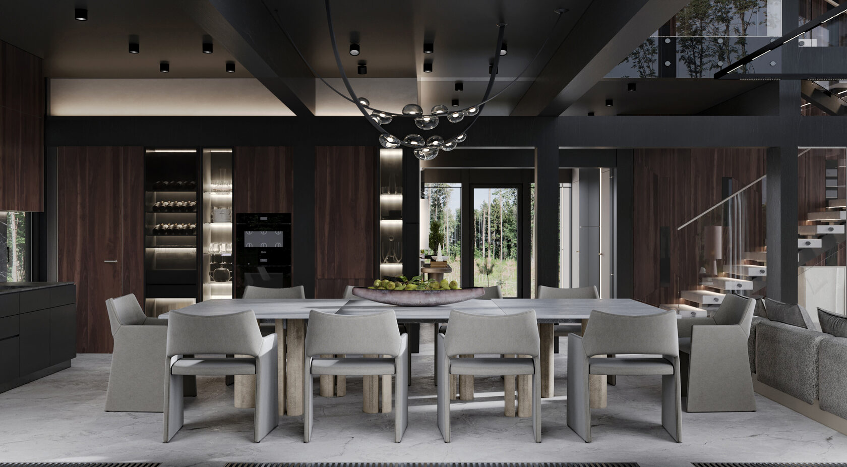 Дизайн интерьера кухни-гостиной в современном стиле