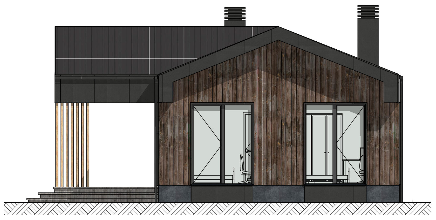 Проект дома "Комфорт" для наглядной визуализации и представления данного типа дома с видом сзади