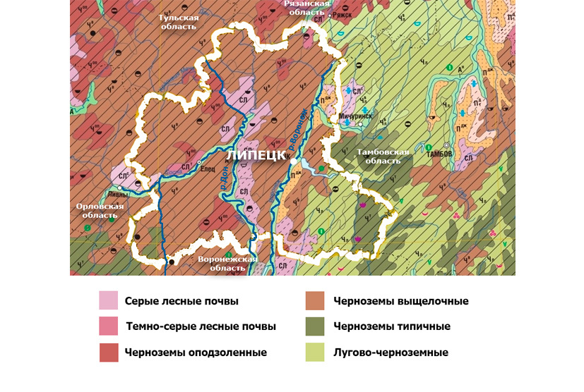 Карта черноземов липецкой области