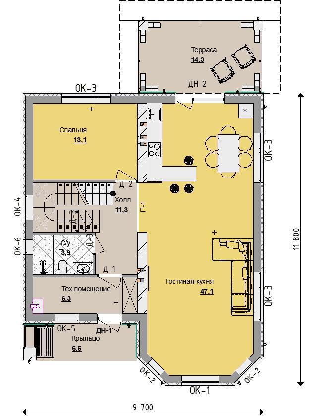 Проект коттеджа на 2 этажа s7-149 (06-12) Проекты, Коттеджи, Проекты домов