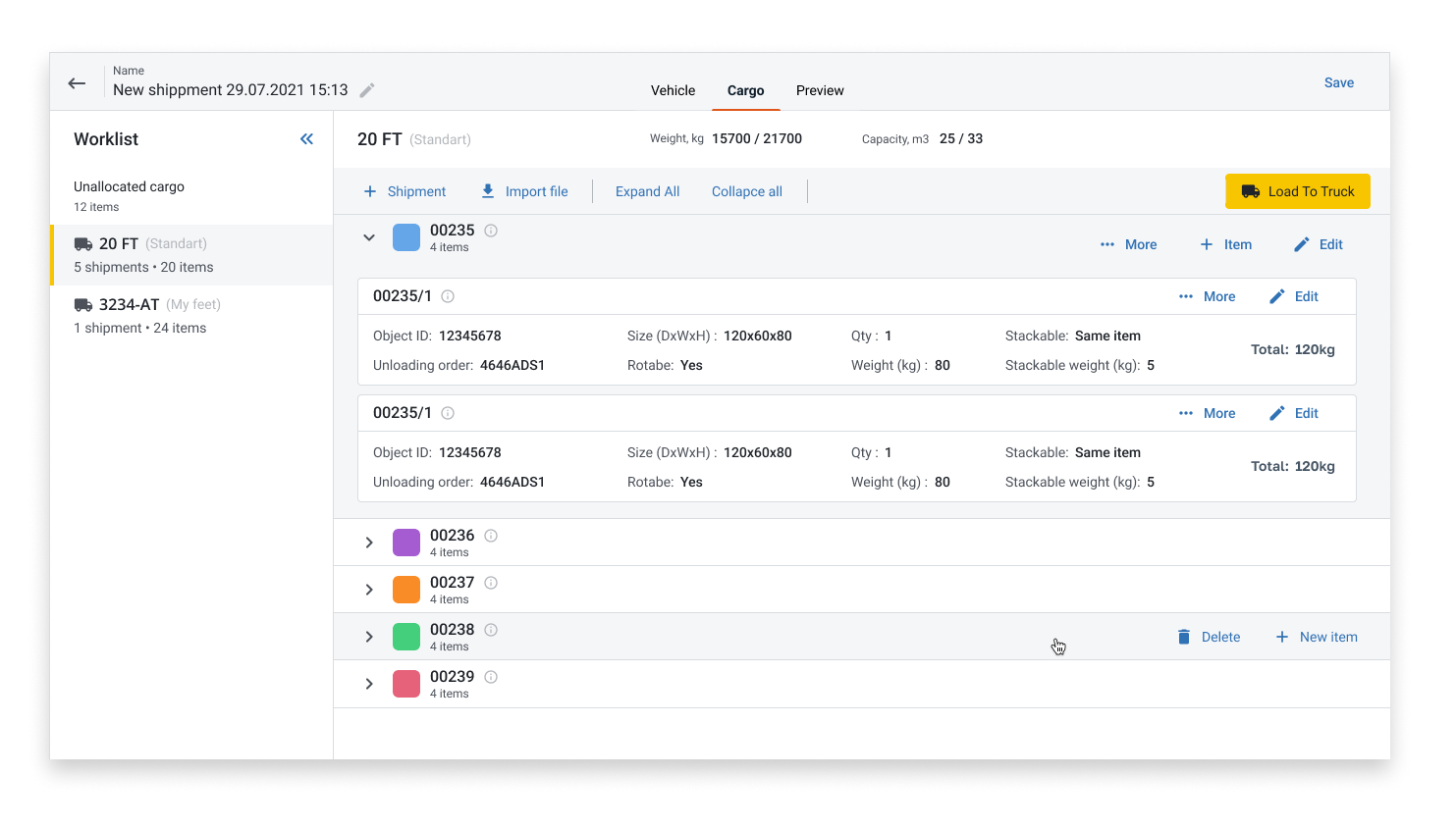 Features to arrange shipments