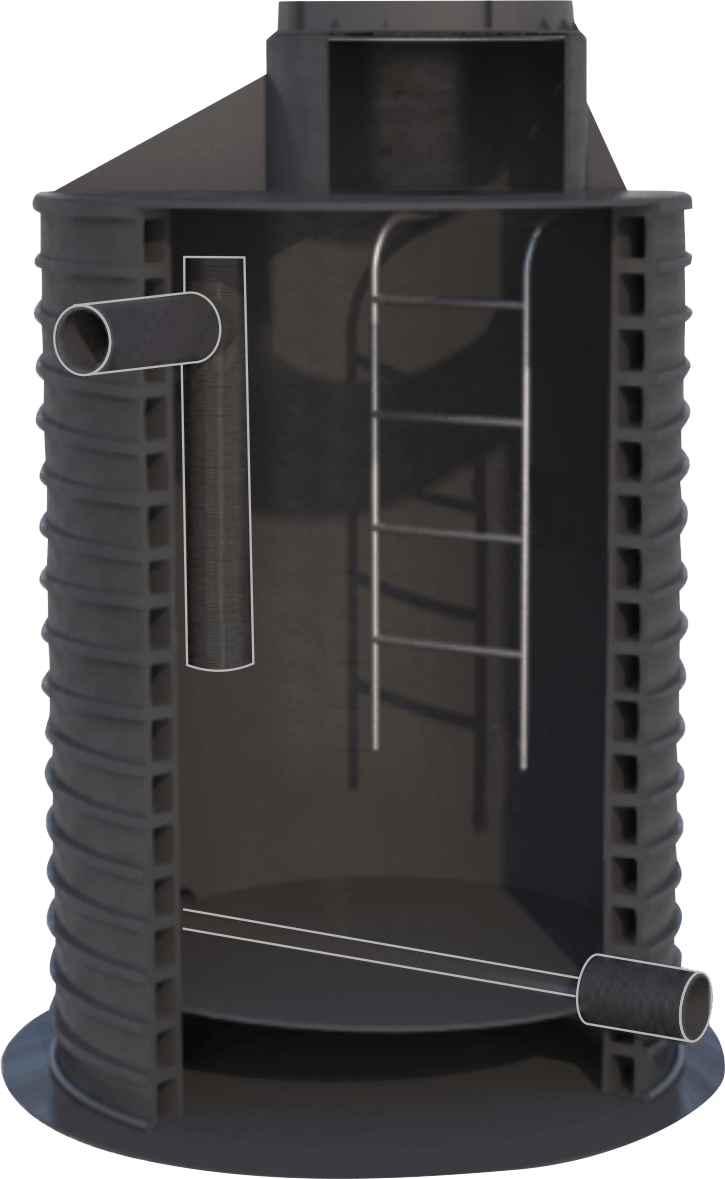 Перепадной колодец для увеличения скорости движения воды