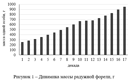 Динамика массы радужной форели