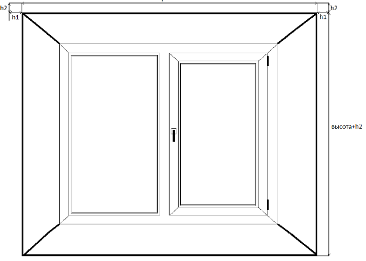 Рисунок ширина. Оконный откос чертеж. Окно схематично. Эскиз оконного проема. Чертеж окна с откосами.