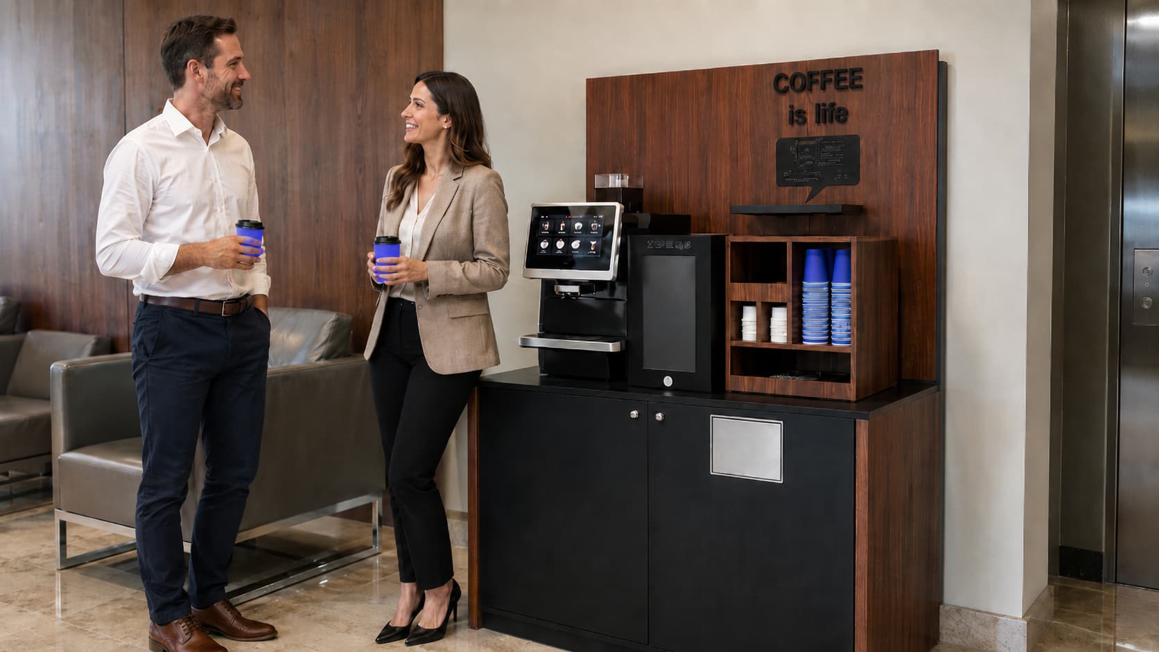 entreprise de café automatisée dans les environnements de bureau, entreprise de kiosque de café de bureau, café automatisé pour les immeubles de bureaux, solutions de café en milieu de travail, entreprise de vente de café de bureau, kiosque à café intelli