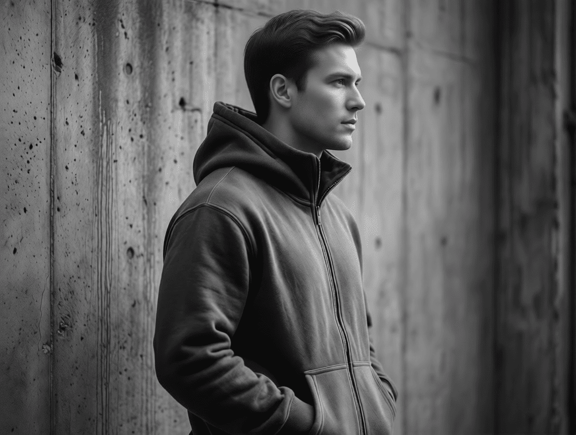 Мужская худи с воротником и капюшоном