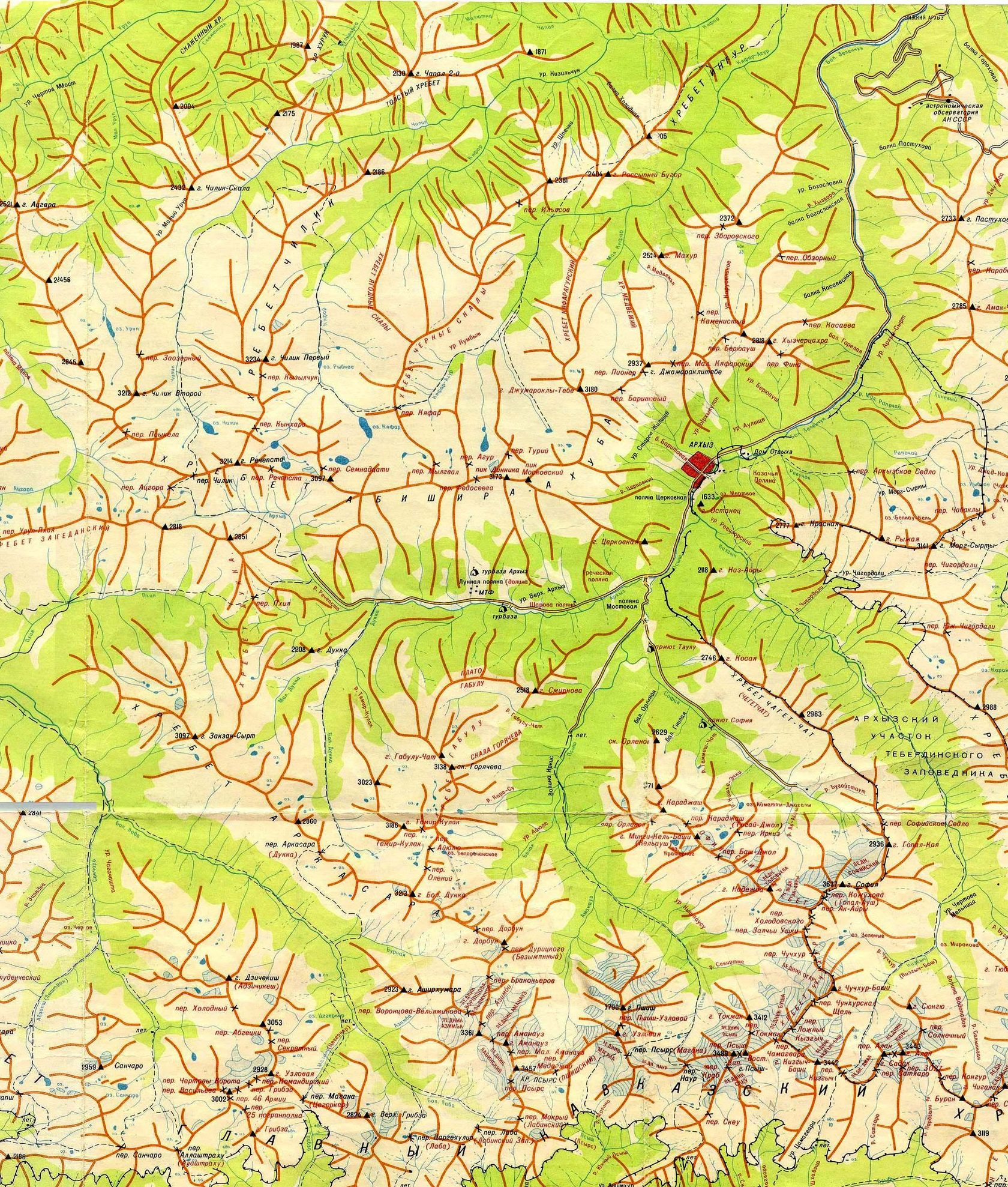 Горная карта Архыза