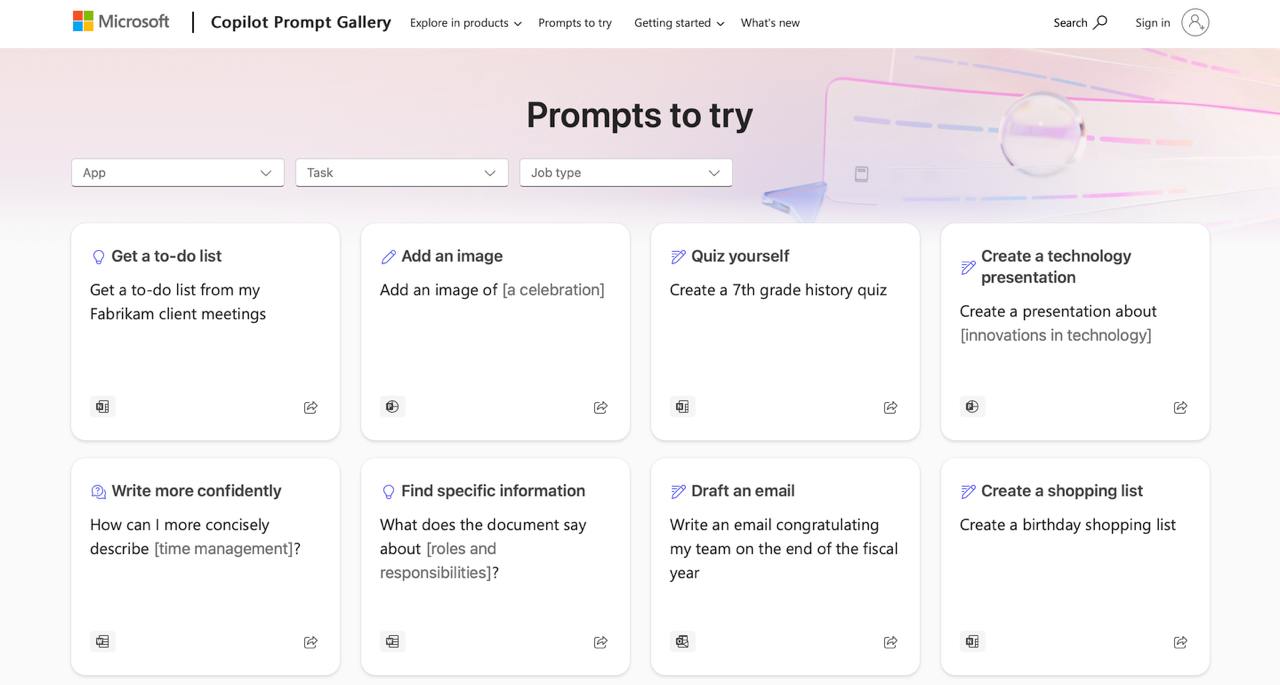 Недавно наткнулся на крутую базу промтов от Microsoft для Copilot.