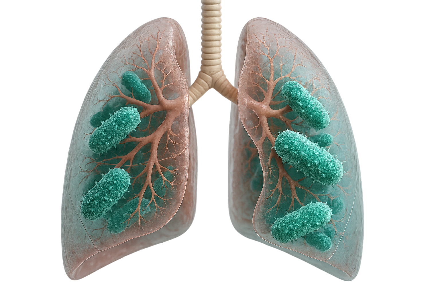 Визуализация лёгких с бактериями