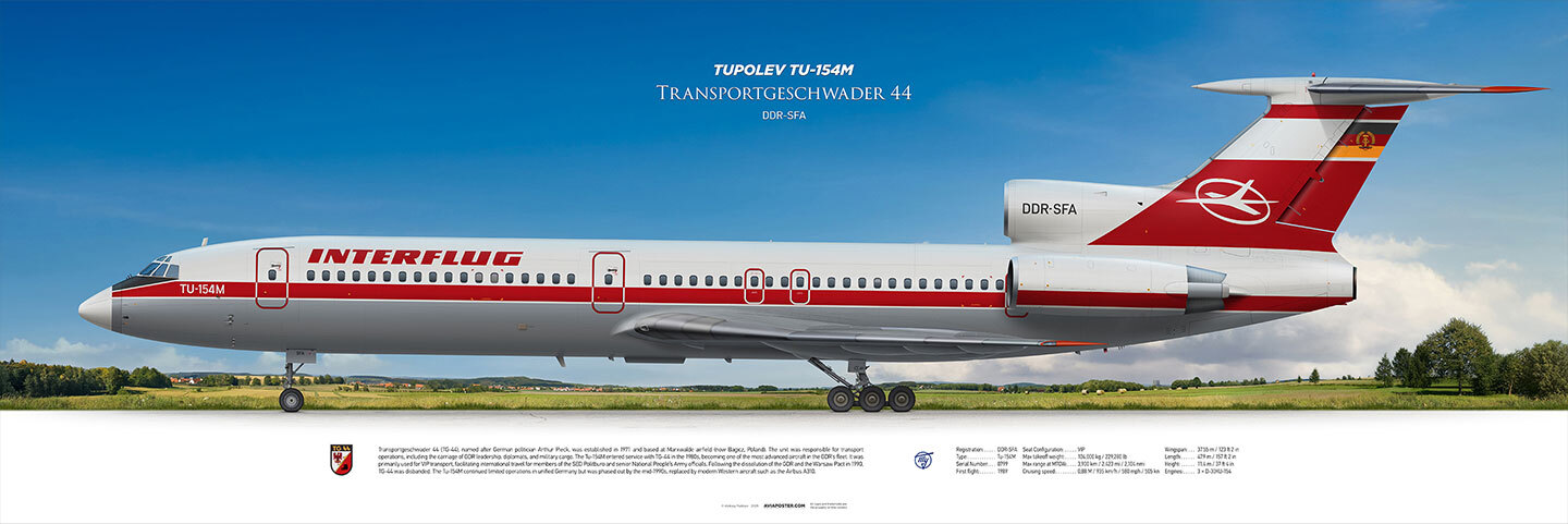 The profile of the Tupolev Tu-154M Interflug aircraft