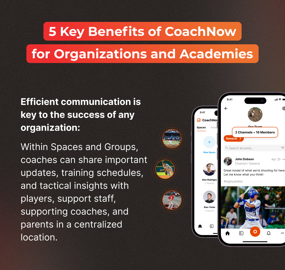 5 key benefits of coachnow for organizations and academies, efficient communication is key to the success of any organization
