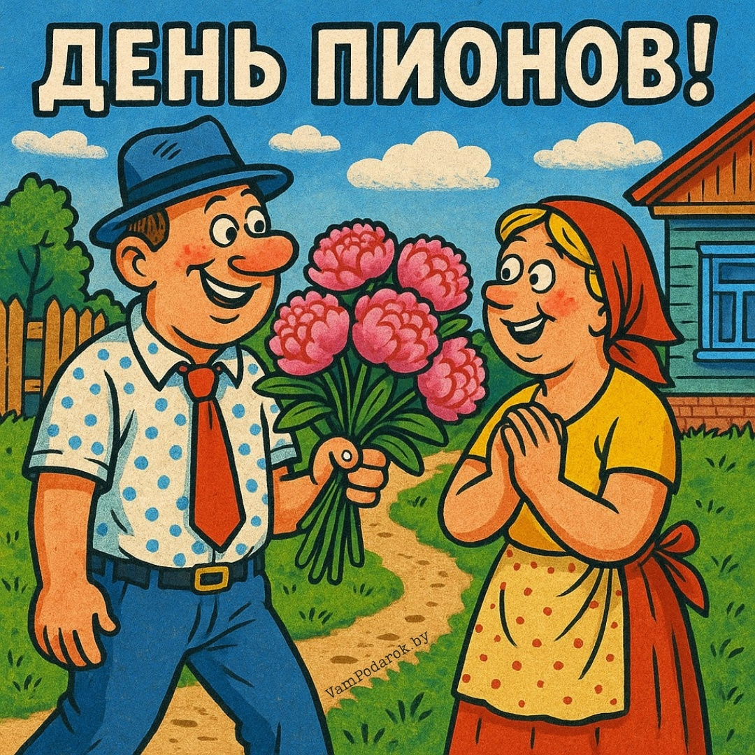 День пионов - открытка