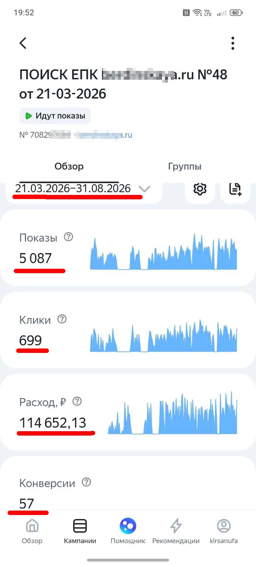 Пример: отчёт по открытому кейсу — 57 заявок за полгода при цене заявки около 2 000 ₽