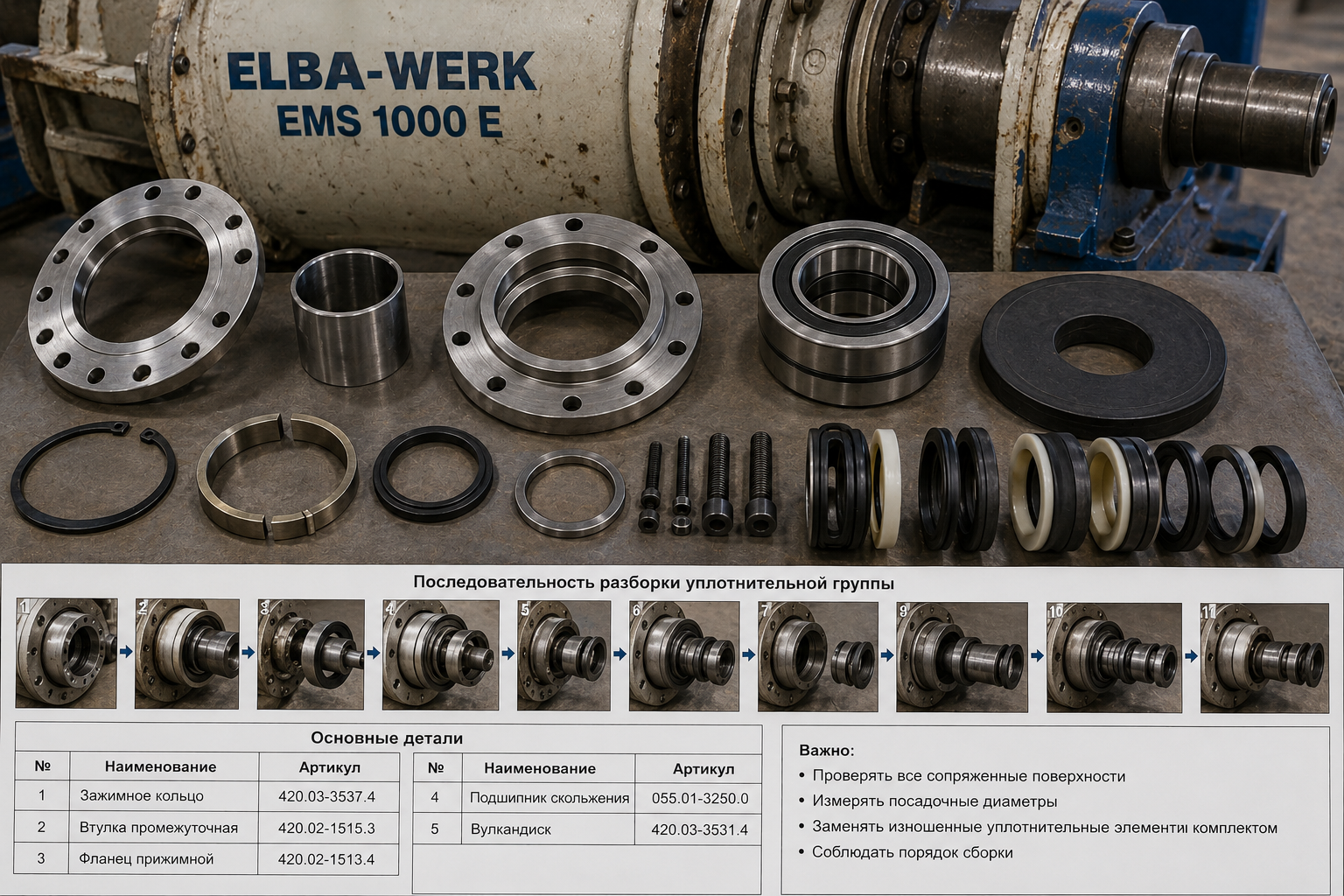 Уплотнительная группа ELBA-WERK EMS 1000 E: состав и подбор