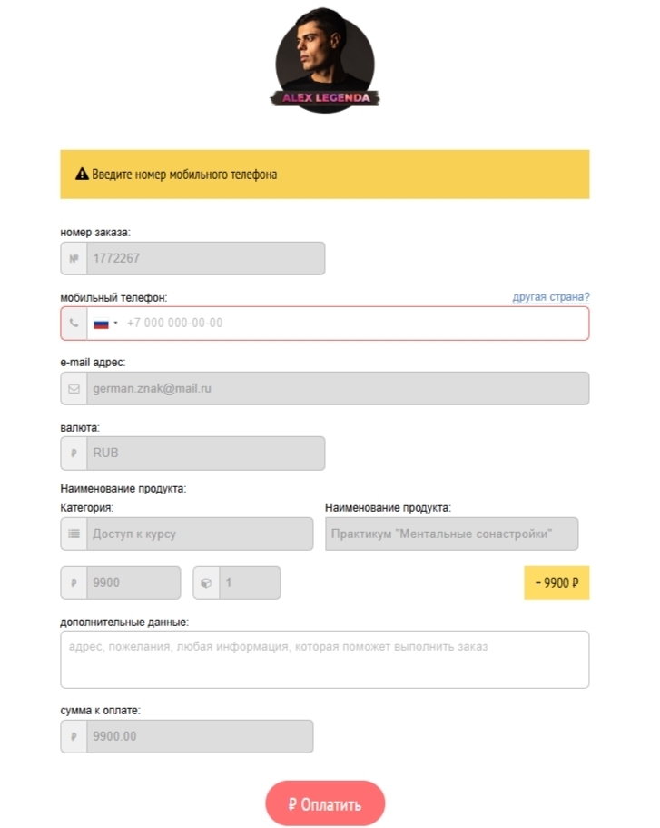 Пример: так выглядит платёжная страница нашей школы - фото