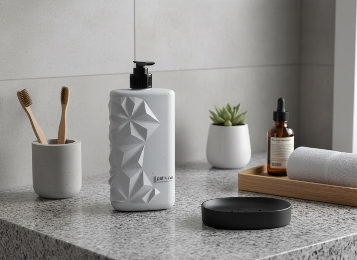 компактный дозатор жидкого мыла из бетона 