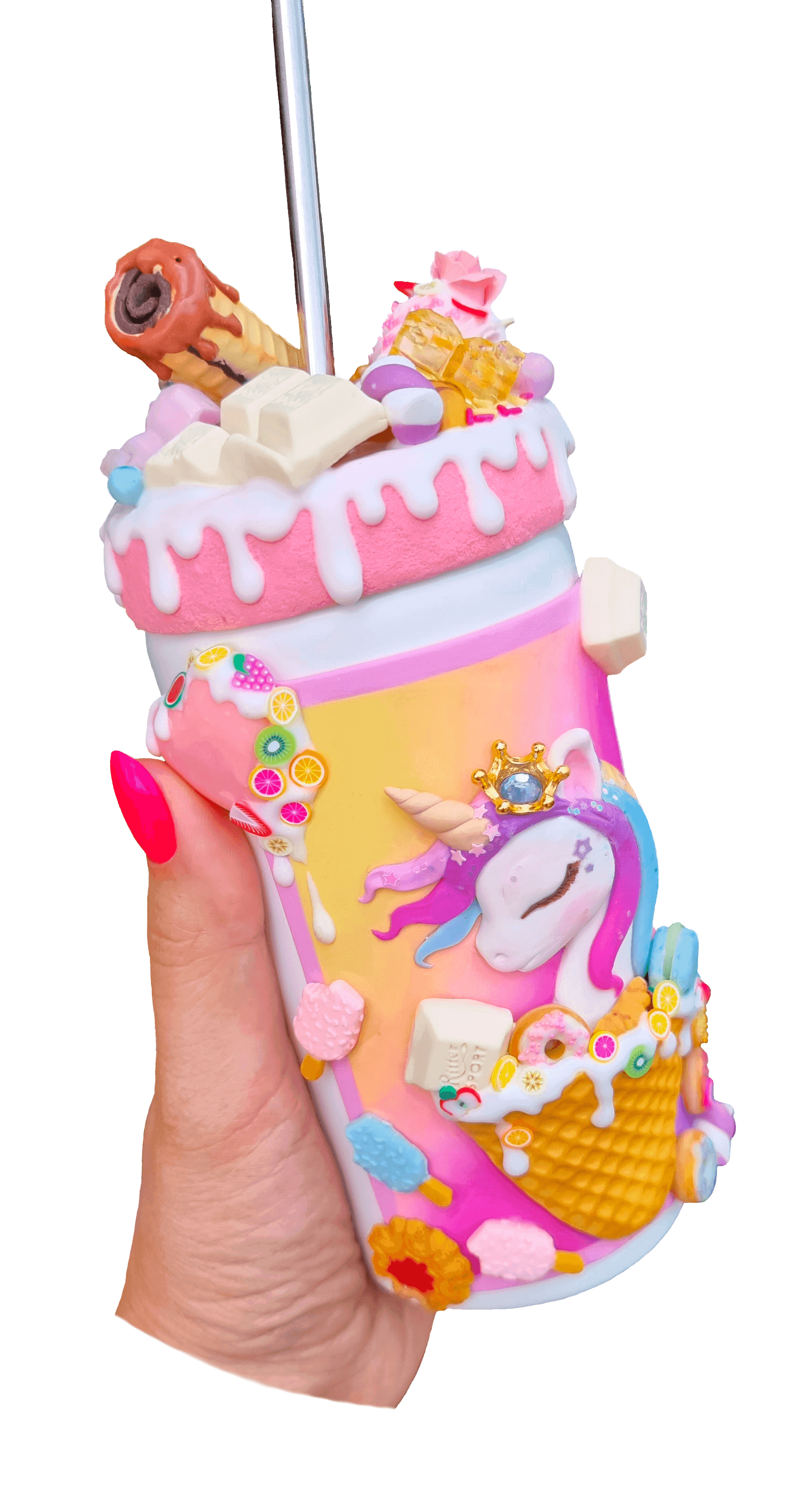 Декор стакана единорог из полимерной глины