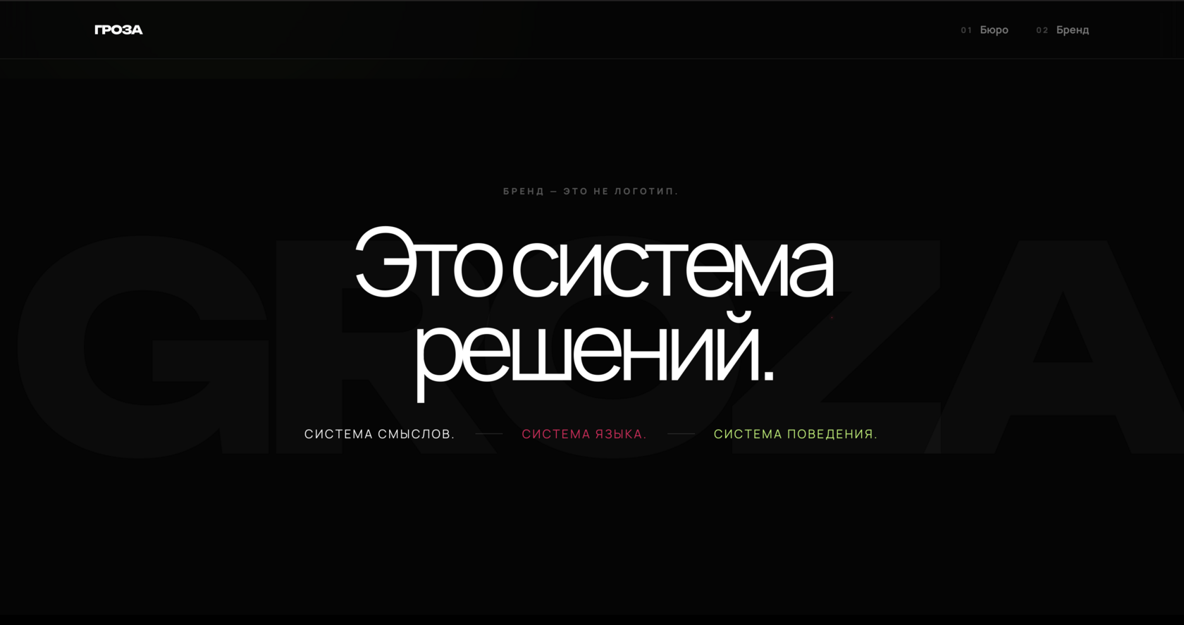 Внутренний сайт и бренд-гайд ГРОЗЫ