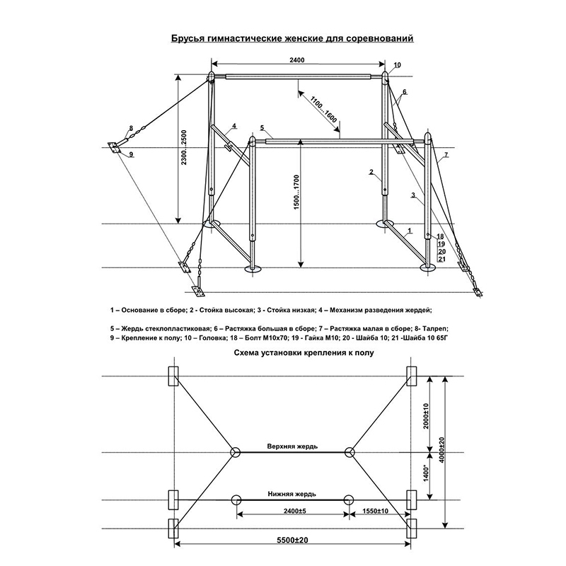 Брусья гимнастические параллельные размеры чертеж картинки