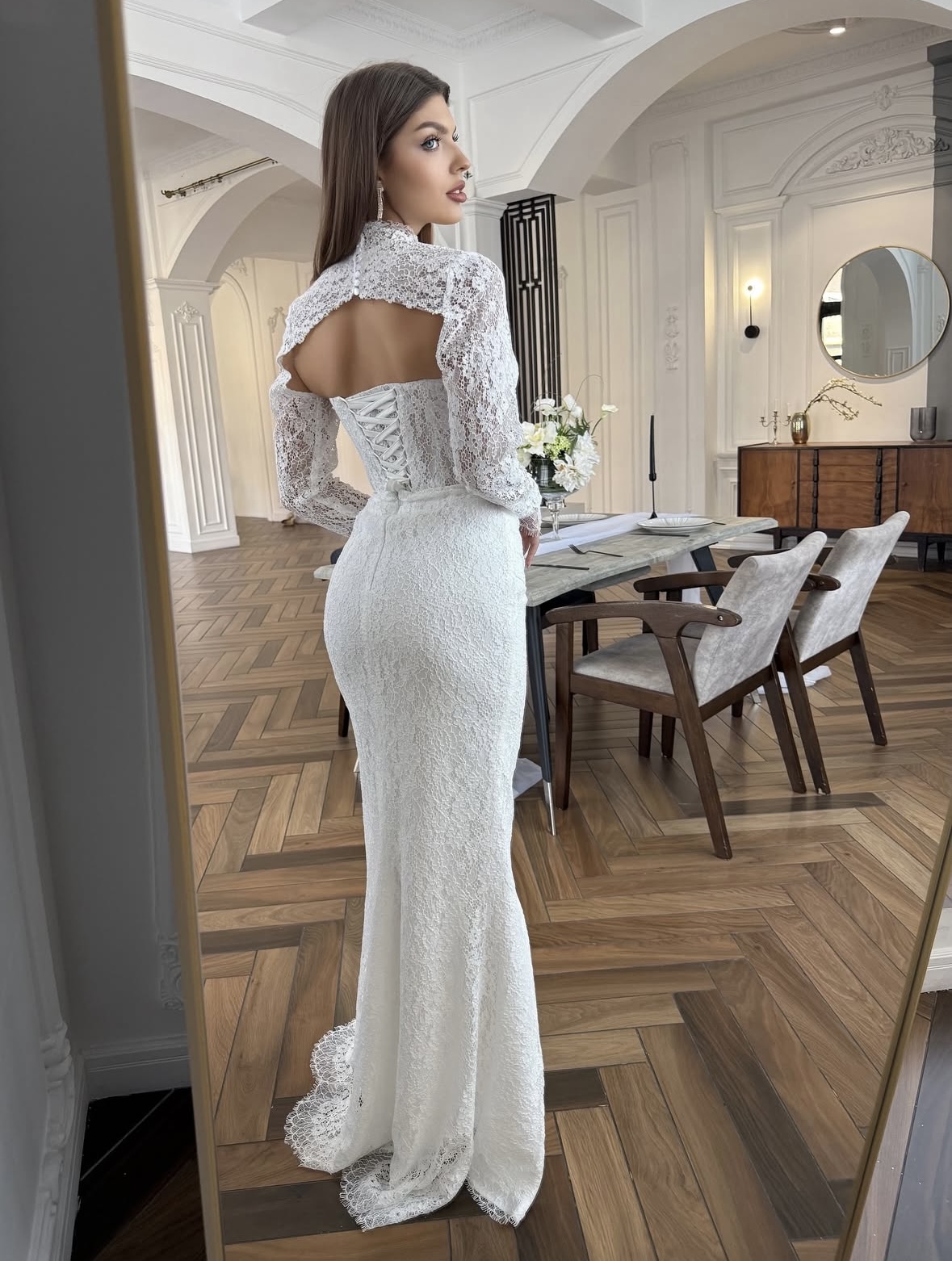 платье свадебное рыбка с кружевом