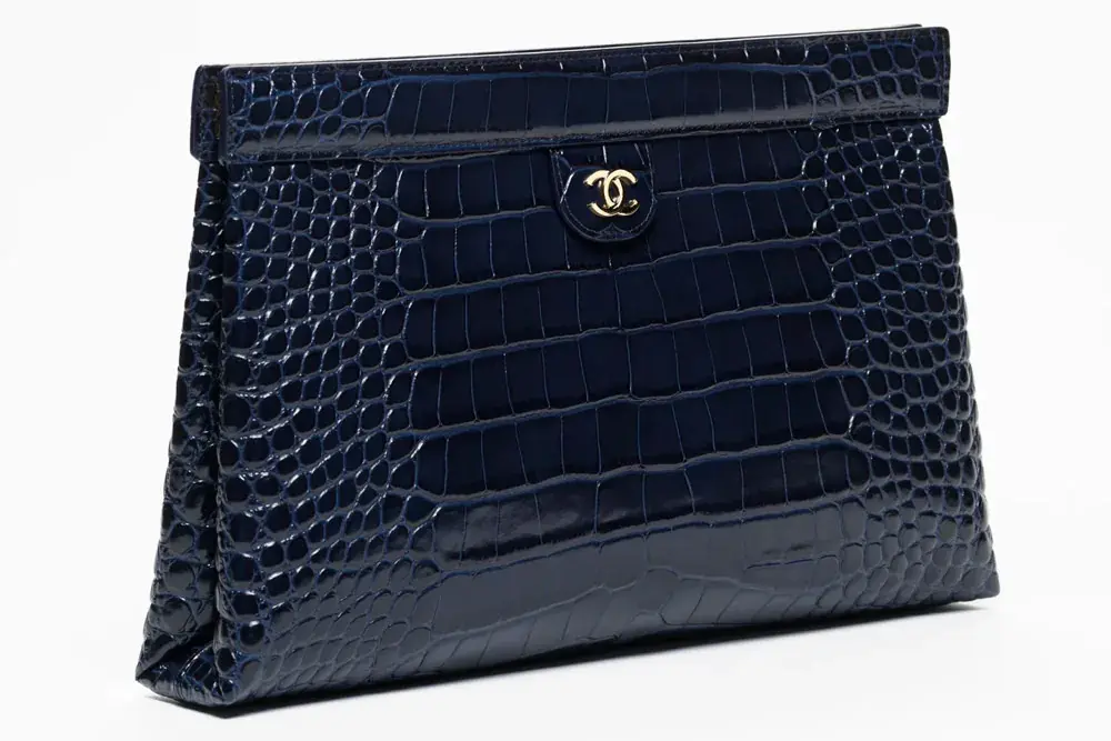 Chanel Large Clutch Embossed Croc
