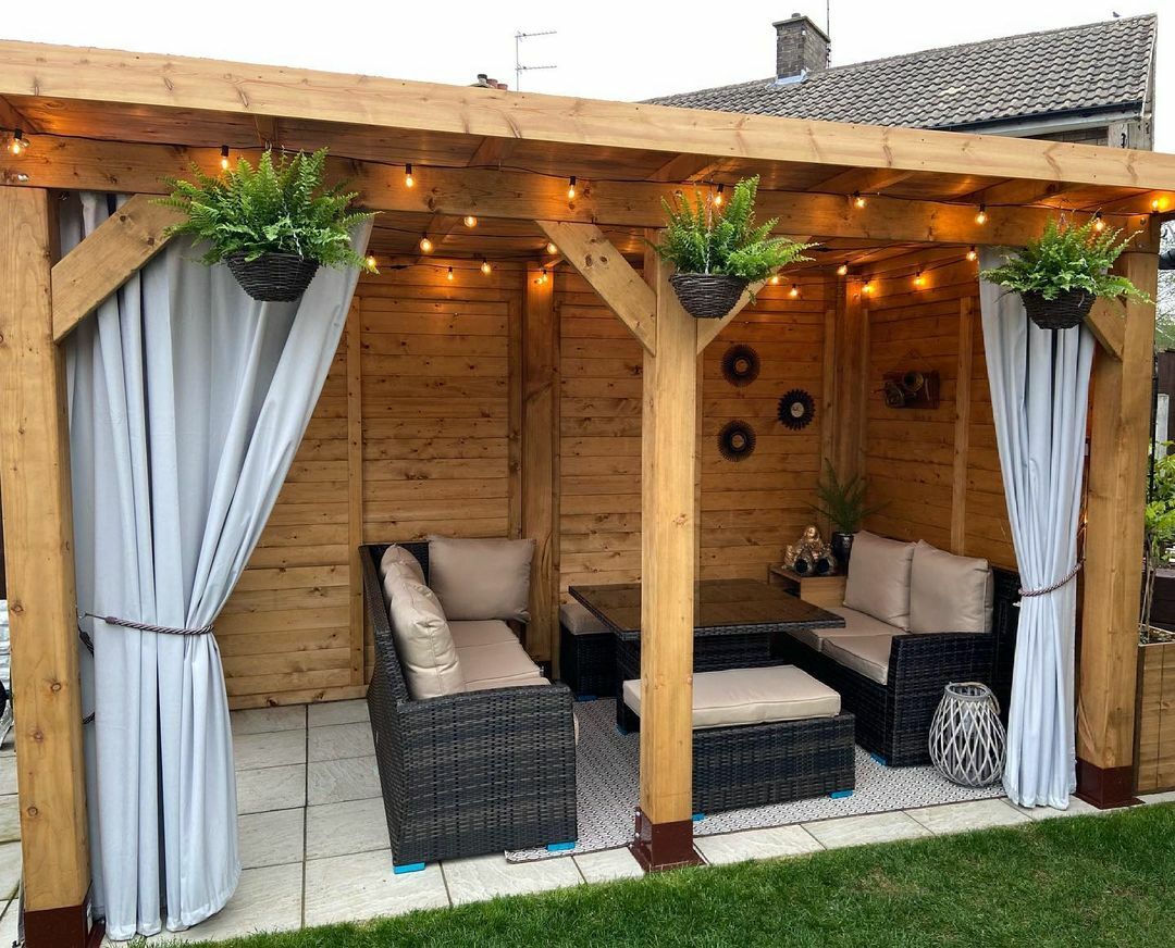 Пошив декоративных штор для беседки и веранды