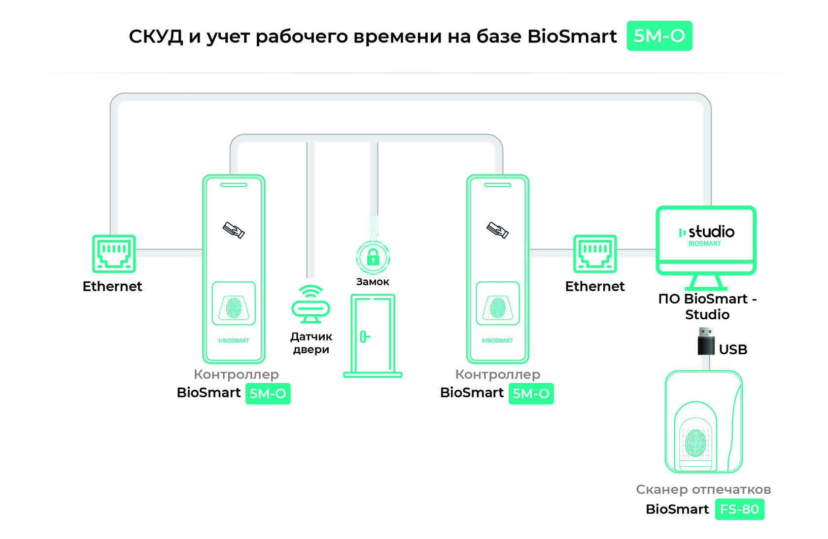 BioSmart FS-80 – биометрический сканер купить по лучшей цене от компании  Биосмарт