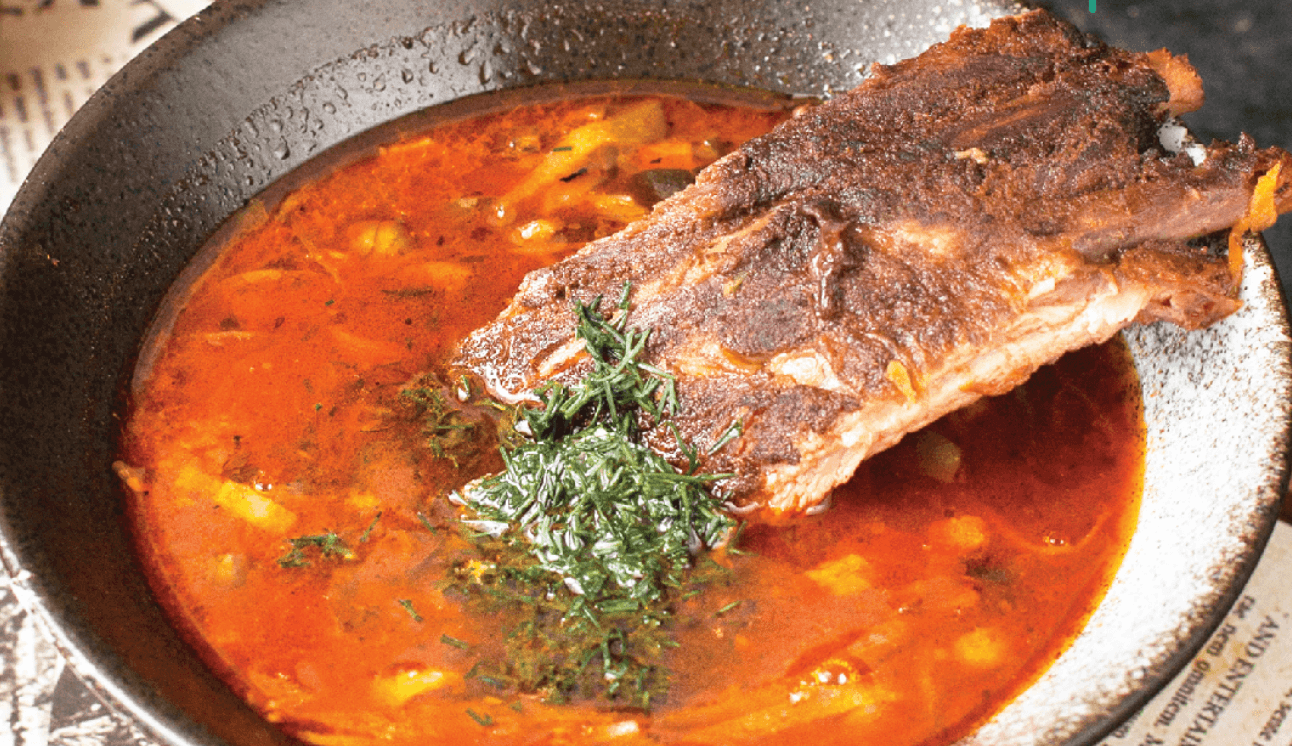 Solyanka with Smoked Pork Ribs