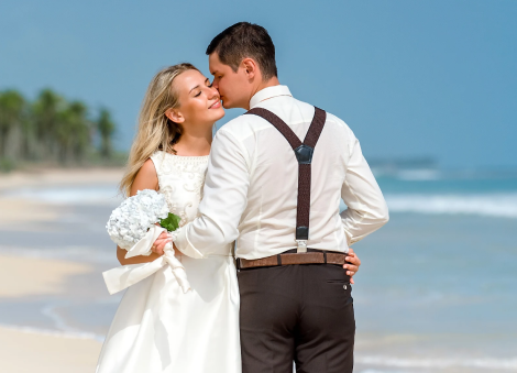 the bride holds a bouquet