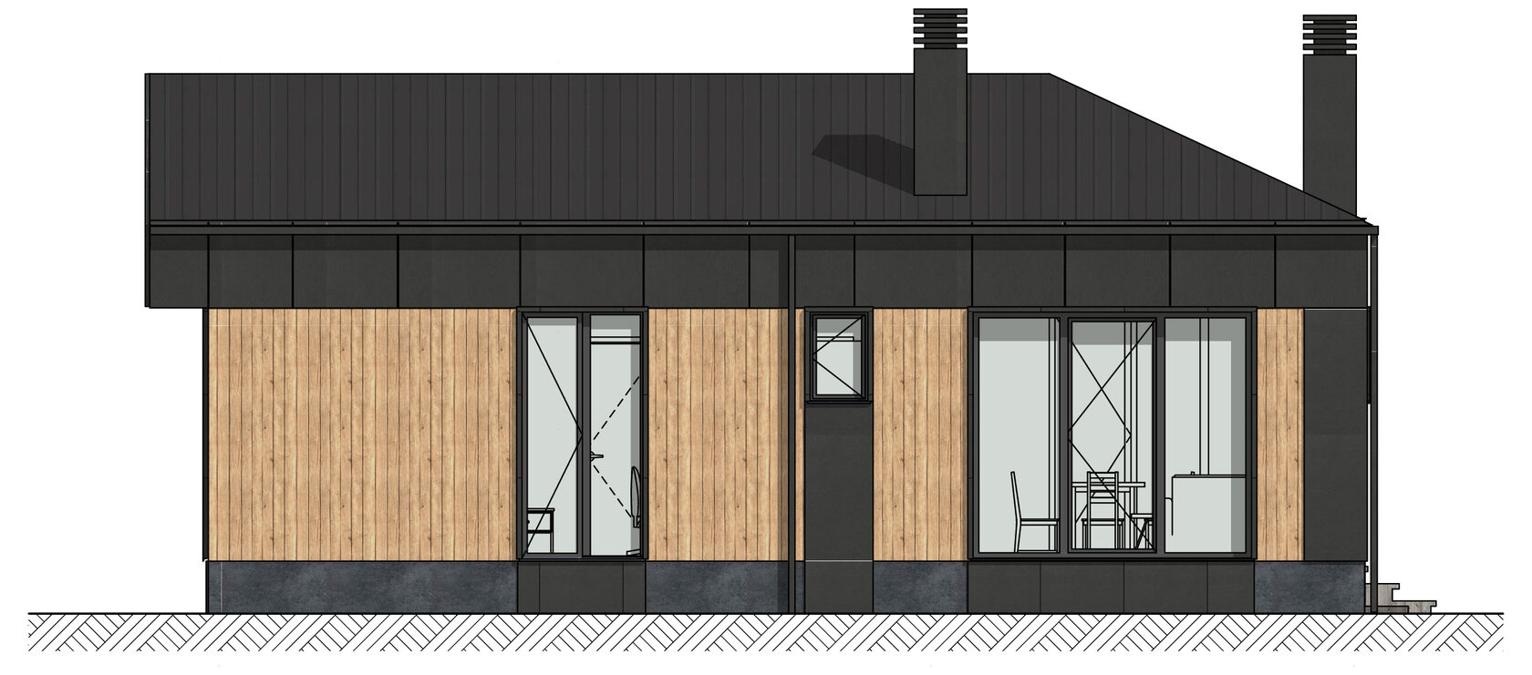 Проект дома "Комфорт" для наглядной визуализации и представления данного типа дома с видом сбоку