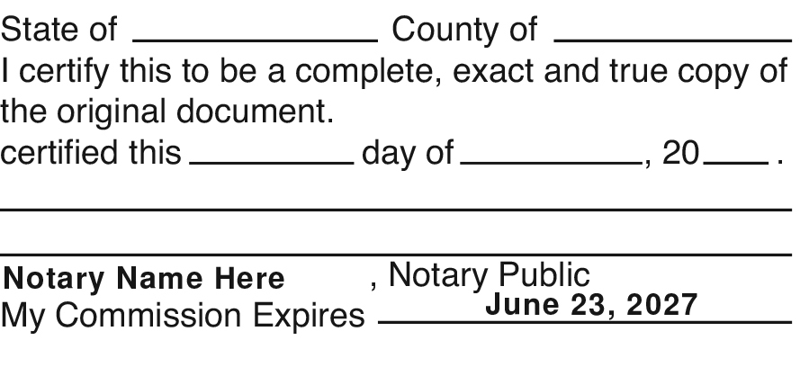 Certified True Copy Stamp