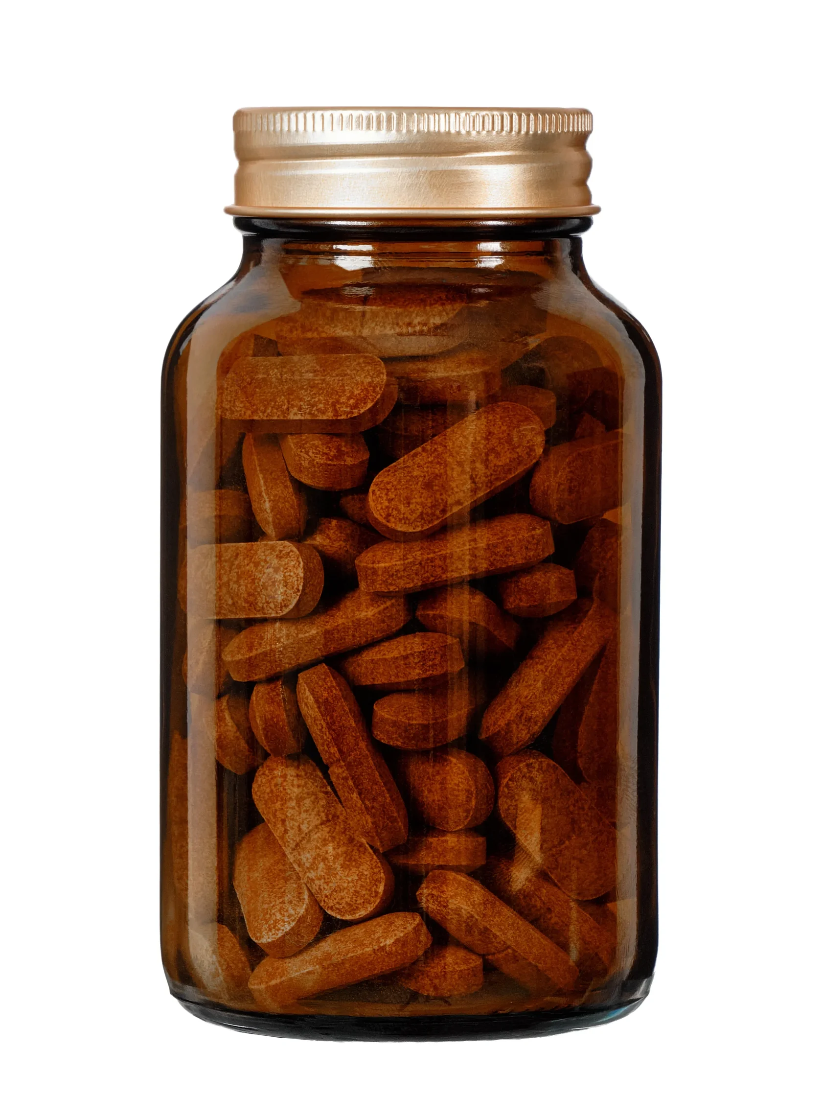 Баночки с витаминами на белом фоне в студийной съемке