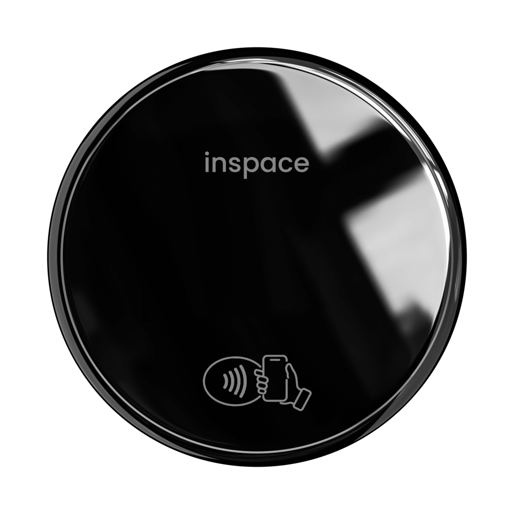 Round black inspace patented device using NFC technology