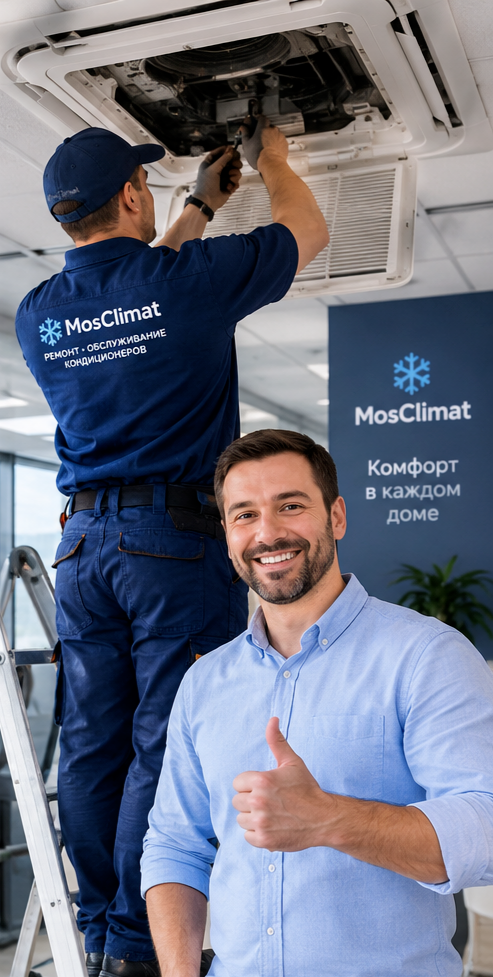 Мастер MosClimat 24 ремонтирует наружный блок шумного кондиционера в Москве