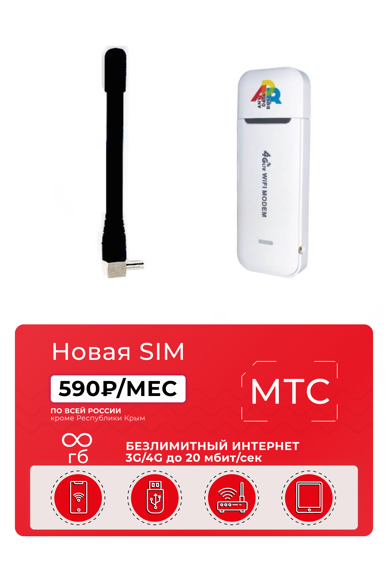 Антенна для модема/роутера с разъёмом TS9, 3G/4G, штыревая 3 дБи - 2 шт. купить в GIMART