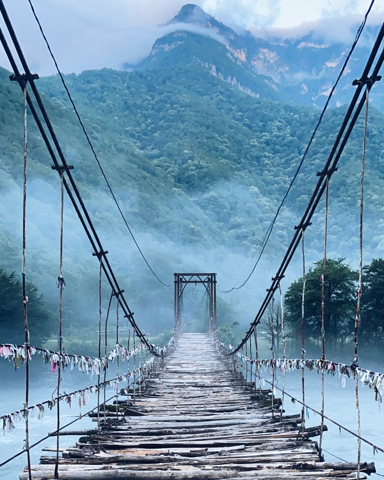 Подвесной мост над рекой Бзыбь