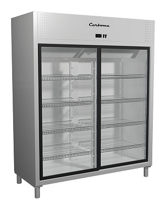 Шкаф Polus / Полюс СО СТЕКЛЯННЫМИ ДВЕРЬМИ R1400К (купе) Сarboma INOX 