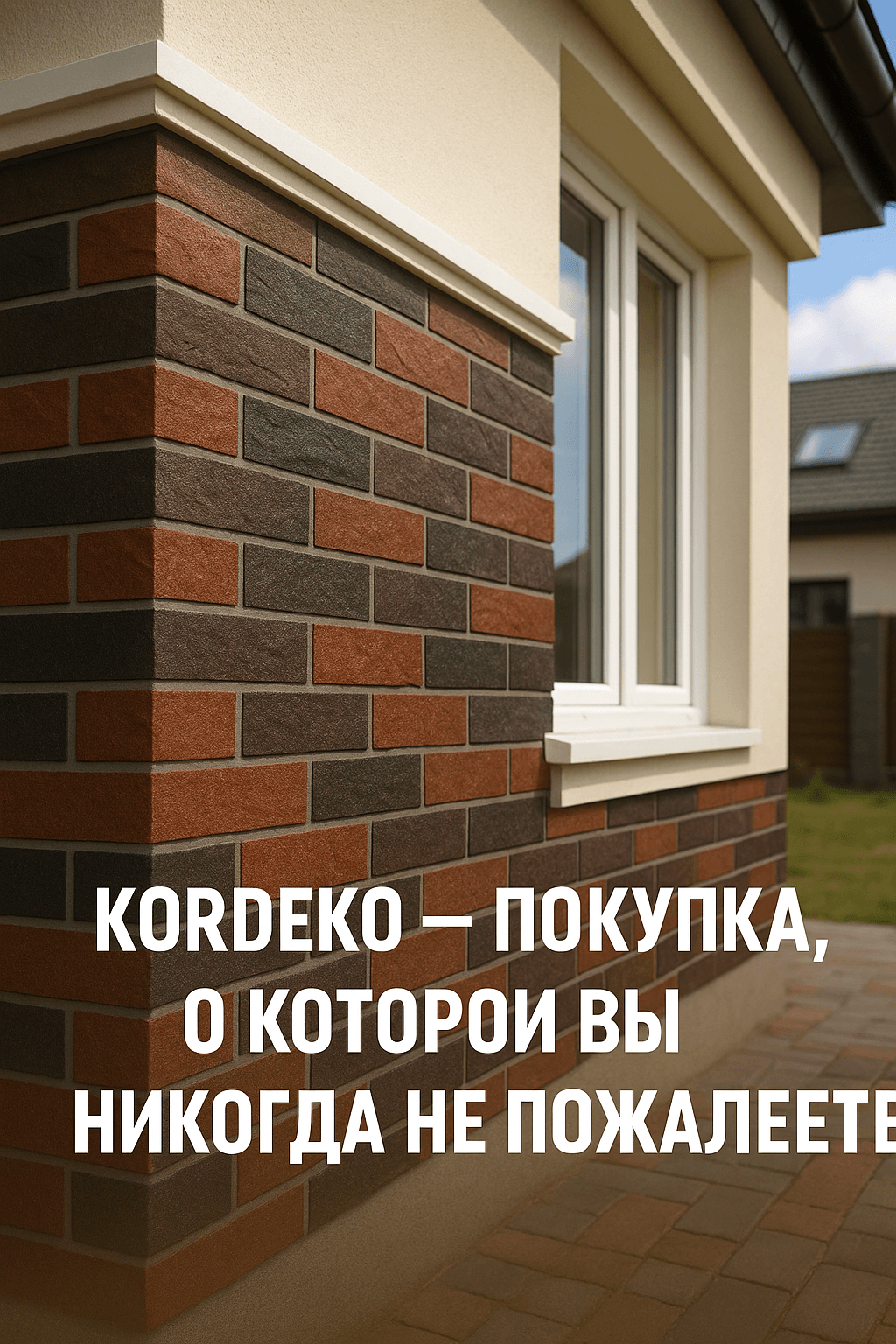 «угол дома, гибкая плитка KORDEKO под кирпич, долговечная отделка»