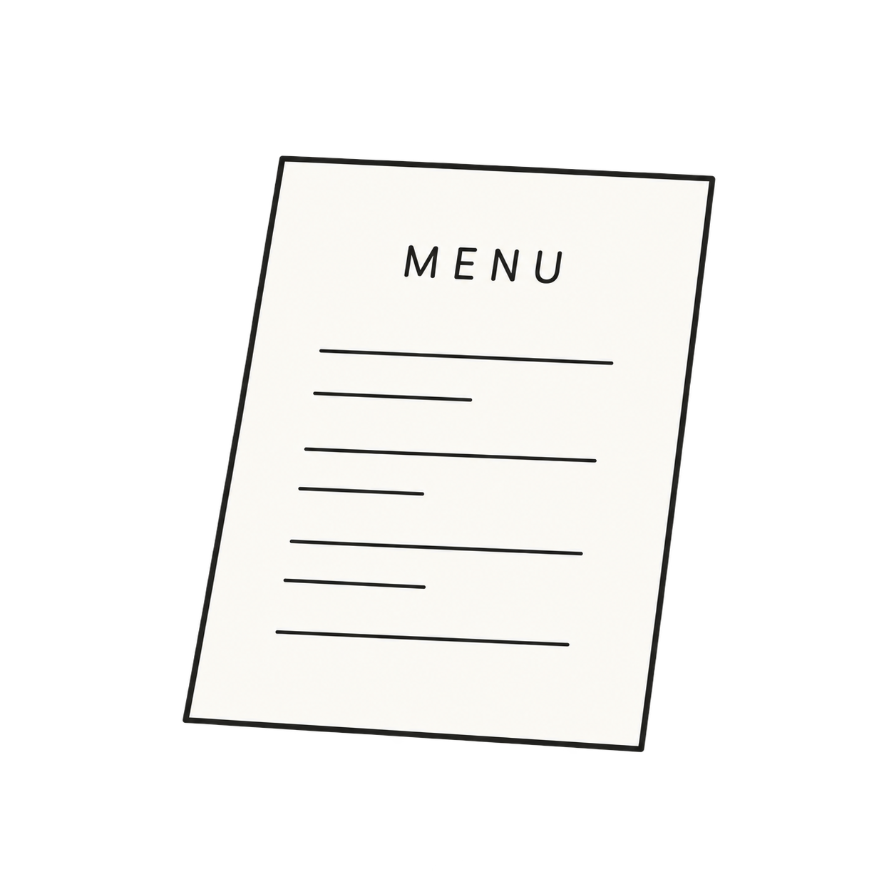 Classic printed menu