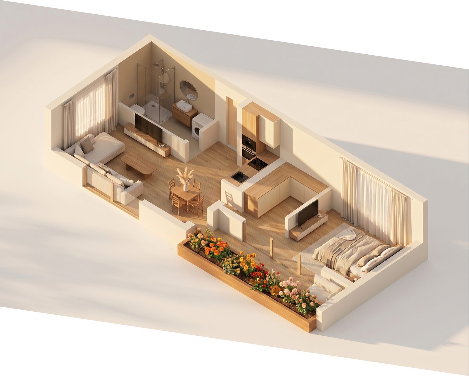 Floor plan One-bedroom apartment 62 m² – Zen Gardens, Bar