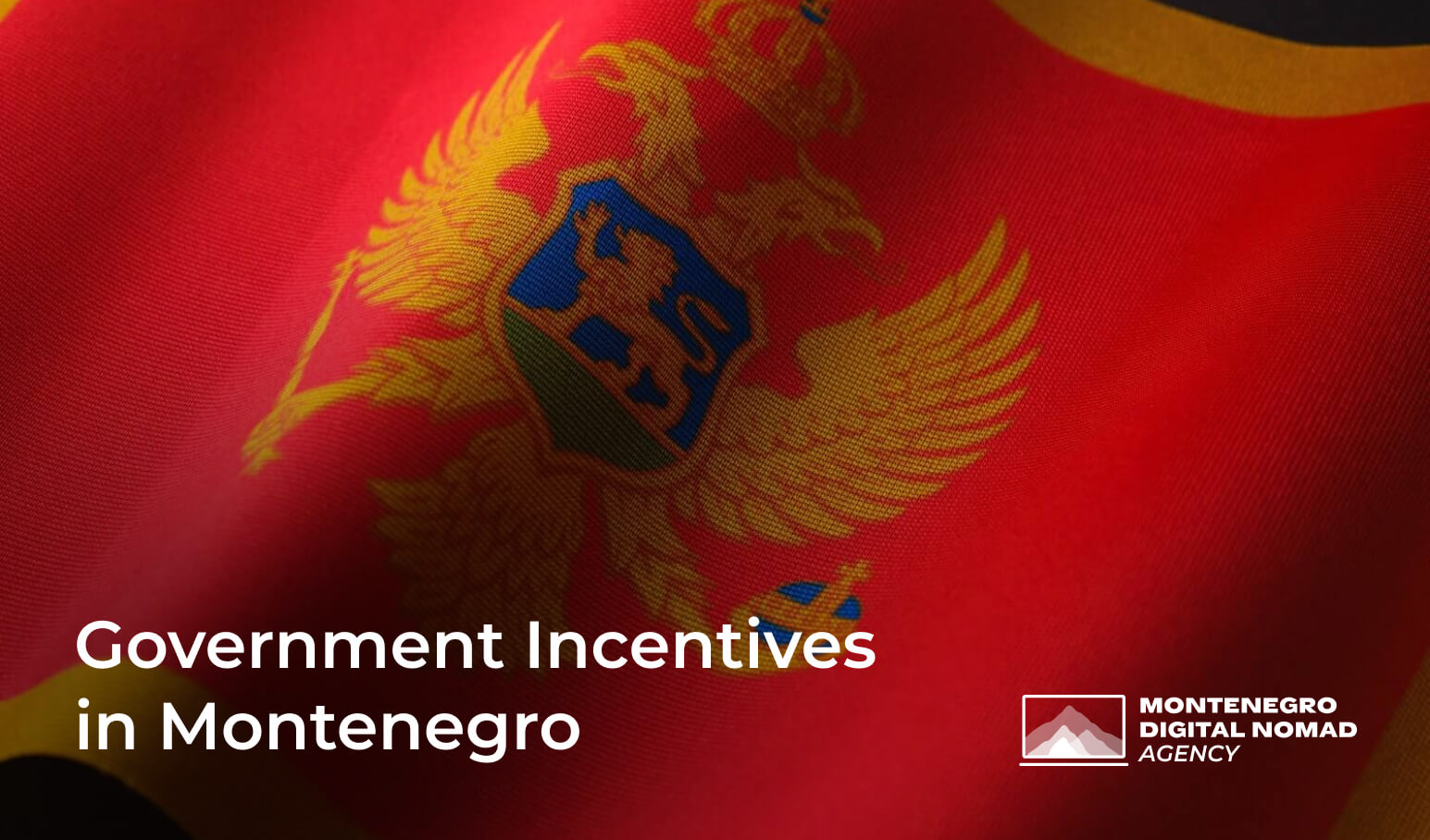 Image of the Montenegro flag with text overlay - Montenegro Government Support and Incentives for Foreign Business