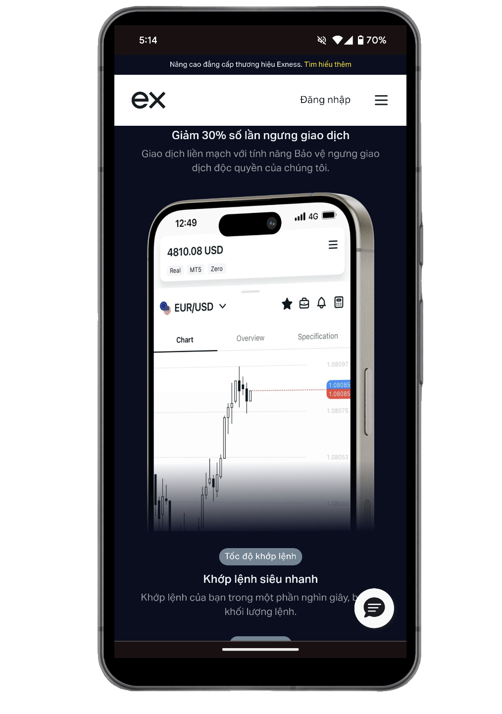 Exness metatrader điện thoại 5