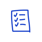 рукописная иконка чек-лист нарисованная синим карандашом