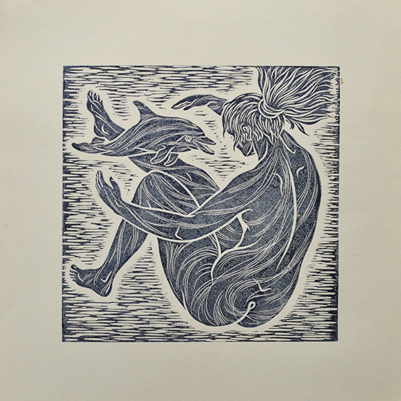 engraving linocut Nude