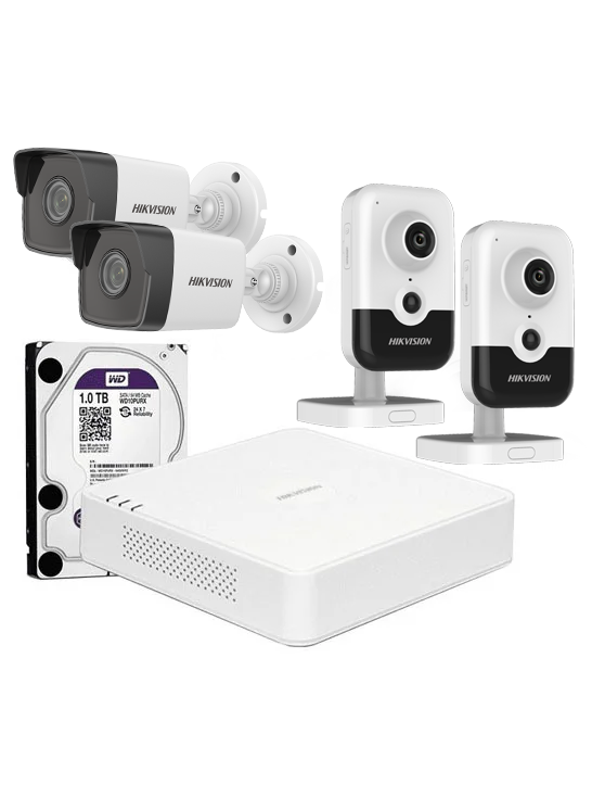 4 IP камеры видеонаблюдения 2мп со звуком