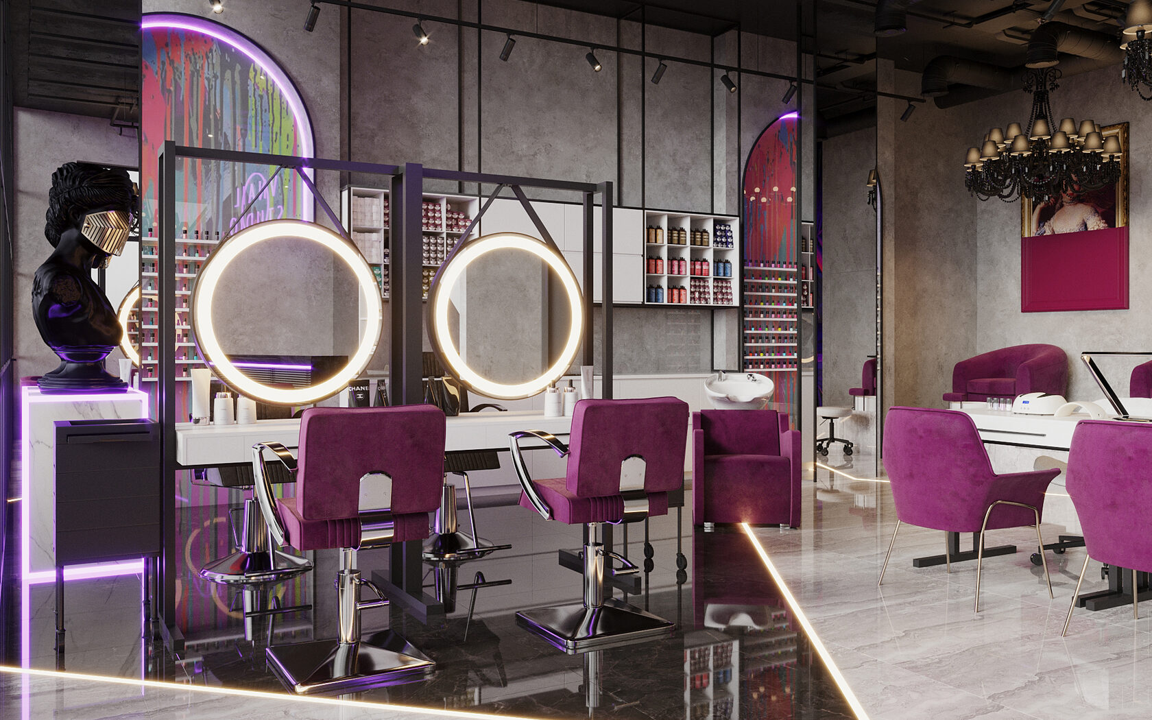 APXPLAN. Дизайн парикмахерской зоны «VNAIL studio»