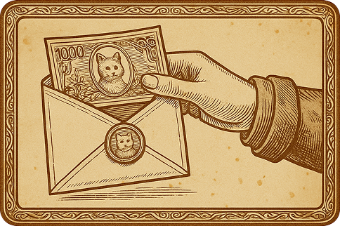Получите письмо — конверт с купюрой котыщей