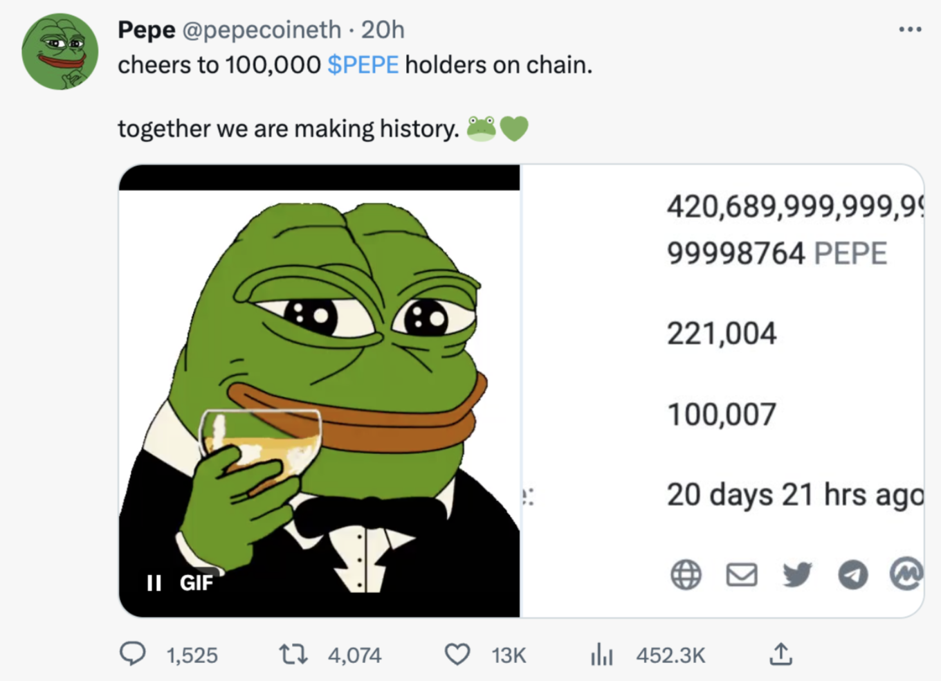 @pepecoineth tweet about $PEPE