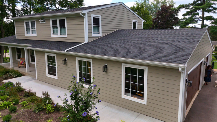 Beautiful home with James Hardie fiber cement siding featuring clean lines and modern appearance